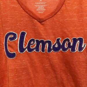 Clemson V Neck T Shirt/Women's (S)Colosseum Orange‎ Cotton Blend